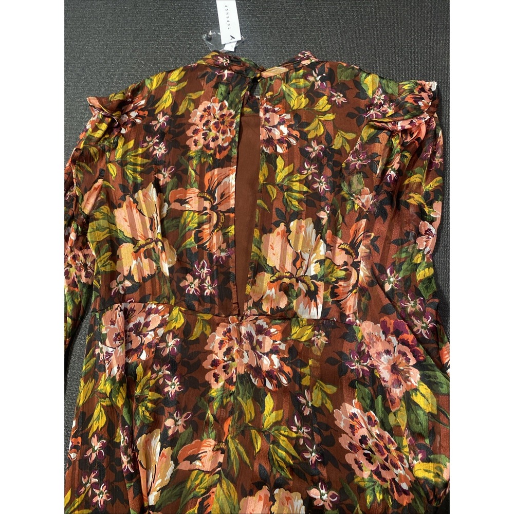 NEW‎ TOPSHOP Fallen Floral Jacquard MIDI DRESS Us 8 M Fall Festival Long Sleeve - Picture 7 of 7